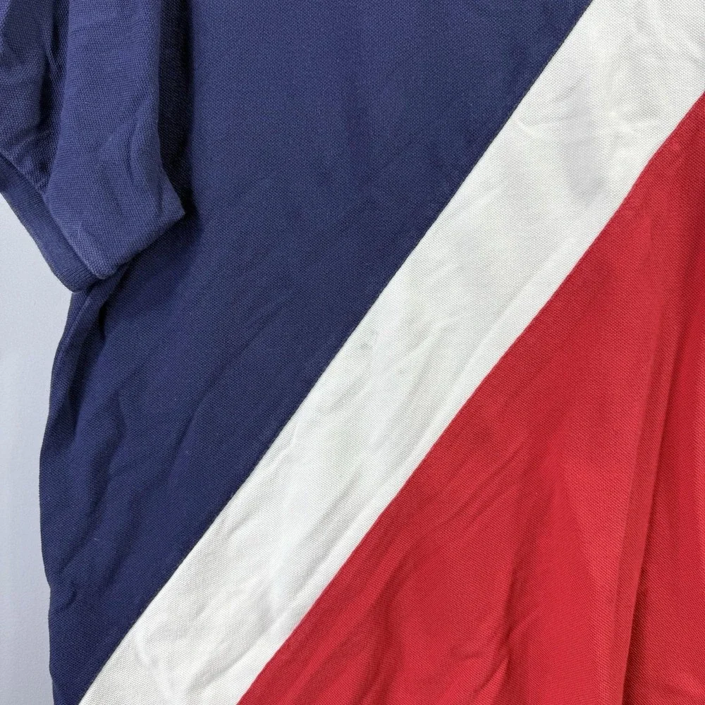 Polo Ralph Lauren Shirt Mens XL Blue Red White Colorblock Custom Fit Big Pony